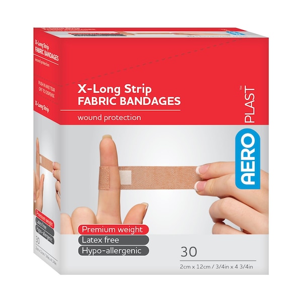 Aero Healthcare Fabric X-Long Strip Bandages 3/4in x 4-3/4in 30/box AFPX501 - main